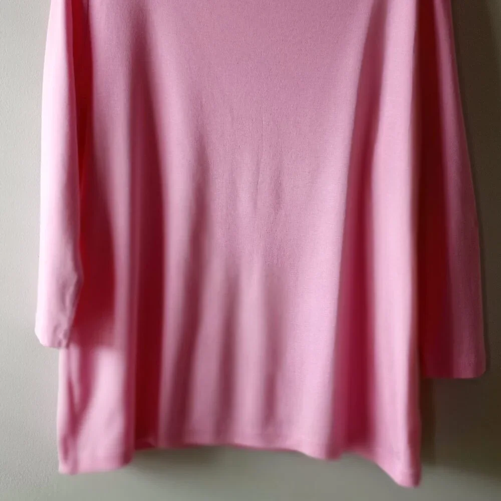 'Talbots' The Talbots Tee Long Sleeve Solid Pink Size LP EUC_9